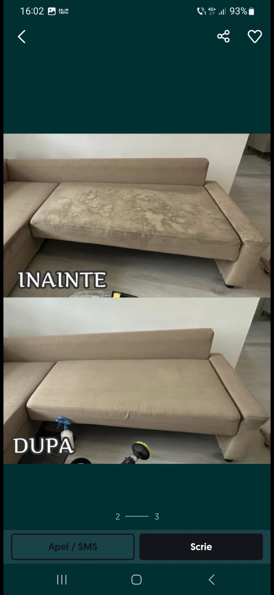 Curatare-spălare-igienizare profesionala canapele,saltele,scaune,mocheta – fotografia 4 din 6