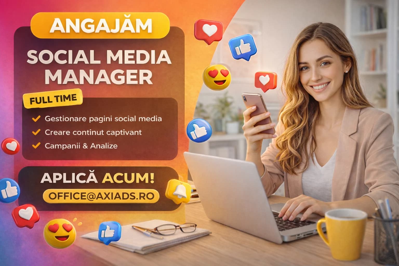 Angajăm Social Media Manager - full time / remote sau hibrid