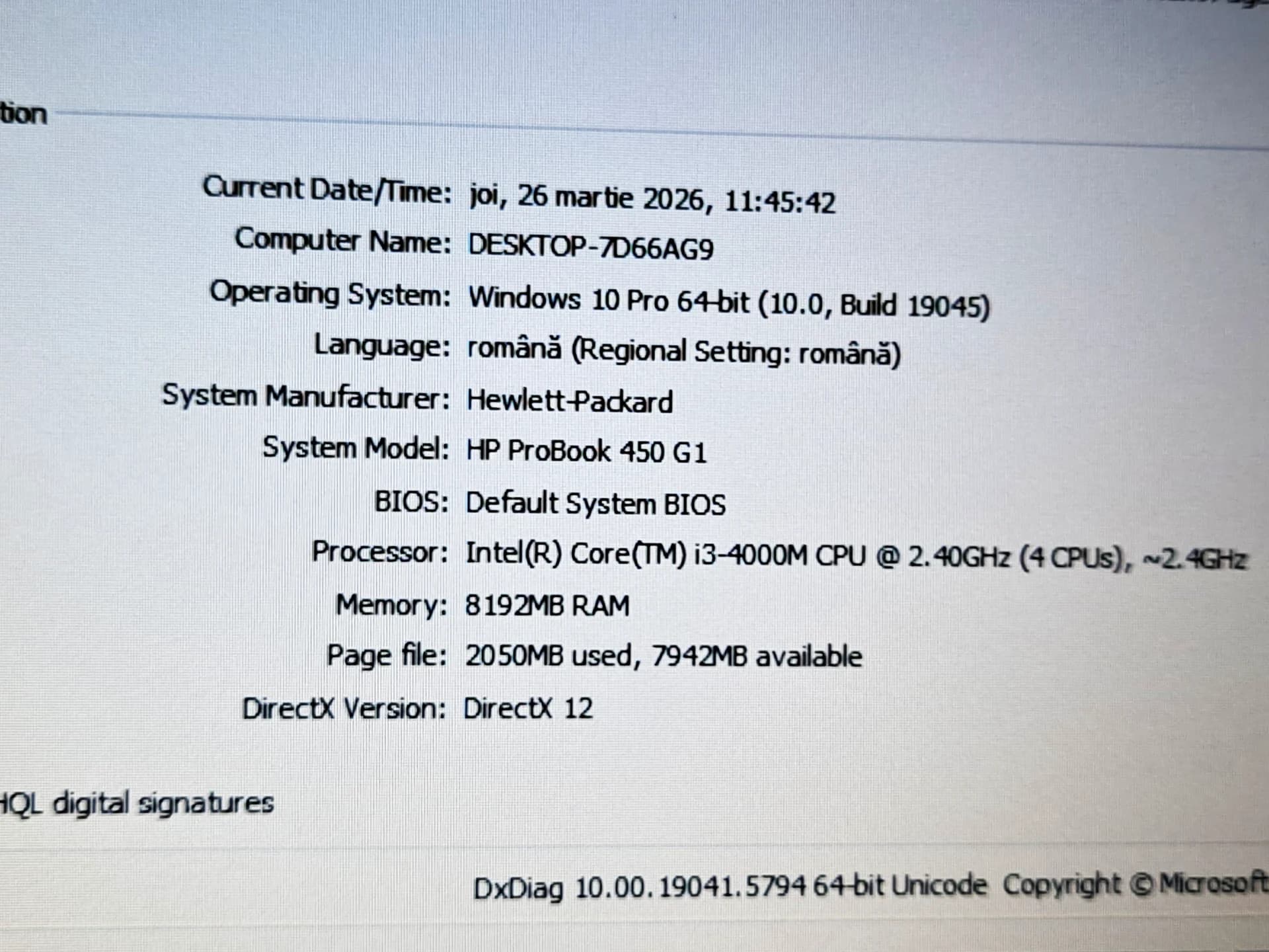 Vand laptop HP ProBook 450 G1--Intel i3-4000M--8GB RAM--120 GB SSD