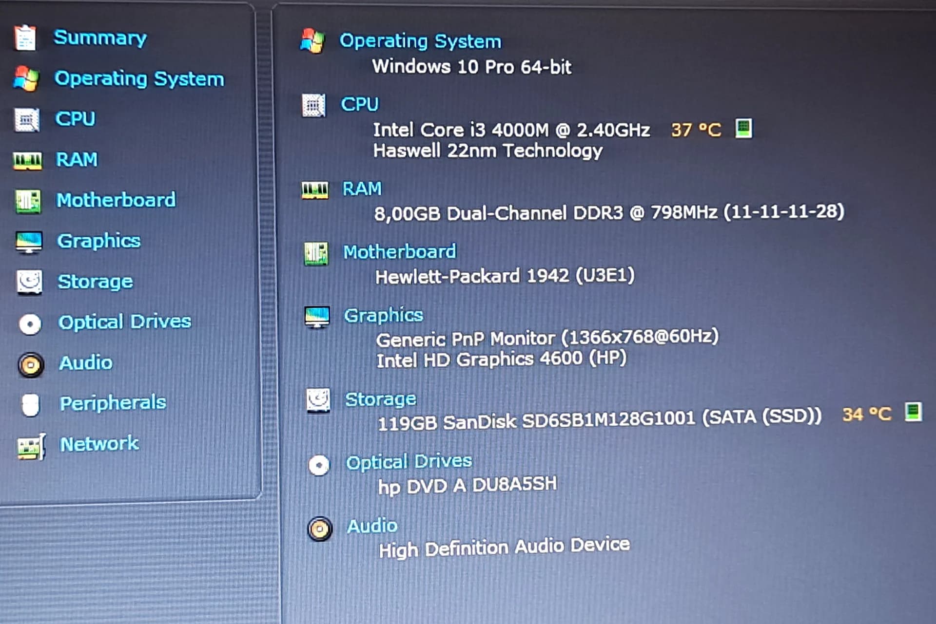 Vand laptop HP ProBook 450 G1--Intel i3-4000M--8GB RAM--120 GB SSD