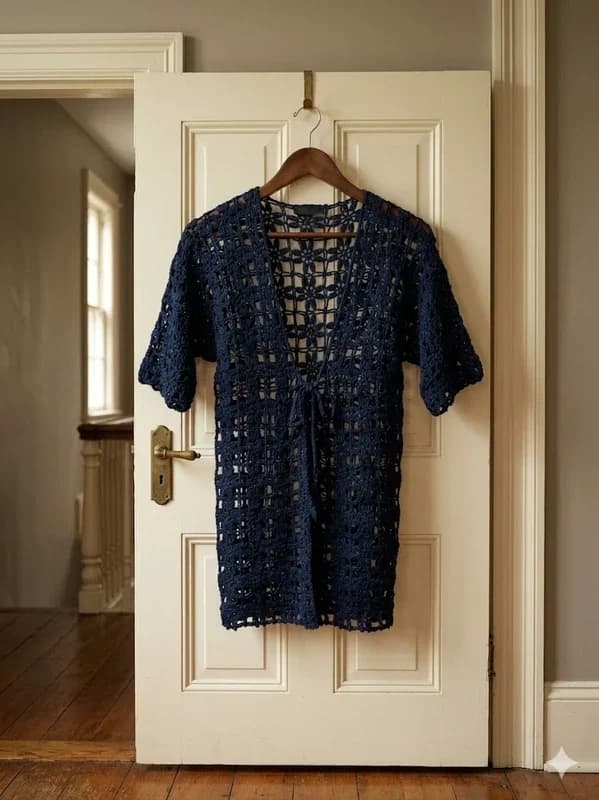 Cardigan/blazer croșetat albastru marin | stil Boho |/ XXL/46