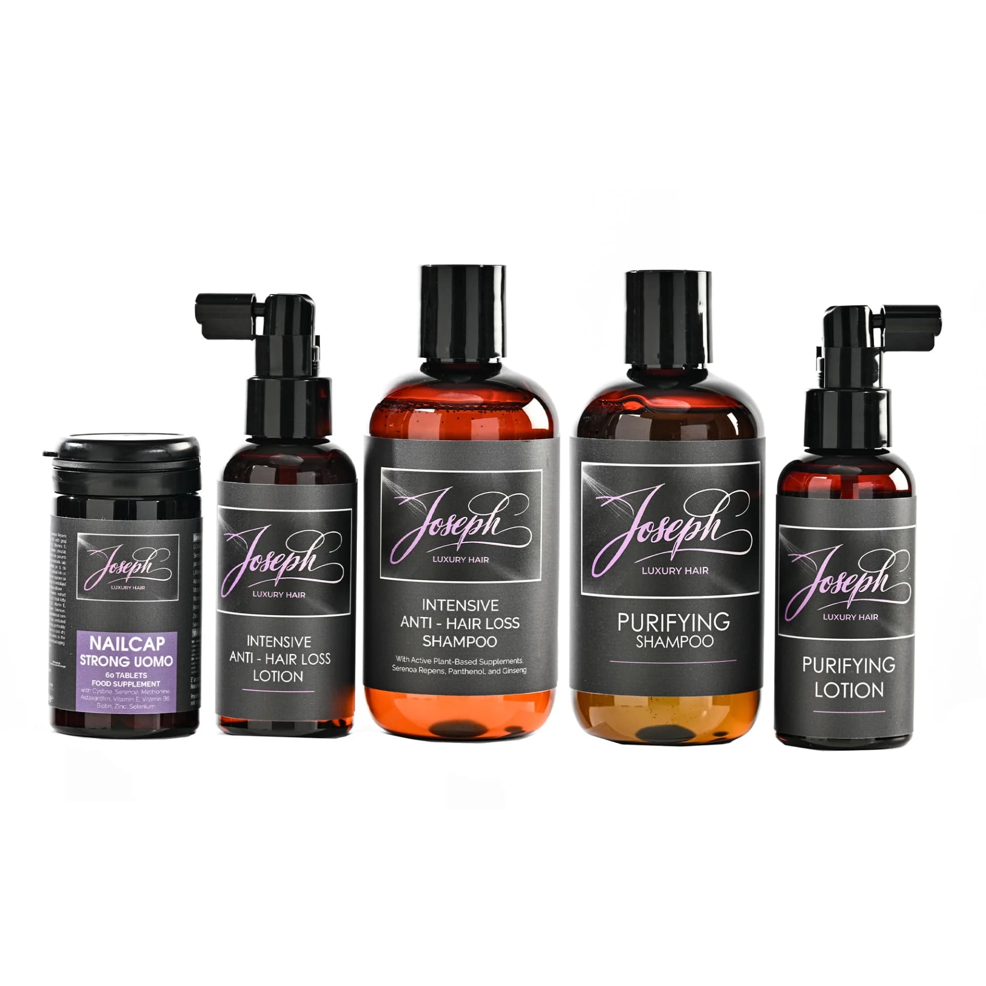 Pachet Complet Anti-Cădere și Detox Scalp – Șampon, Loțiune, Fiole și Supliment Hair, Nails & Skin | Joseph Luxury Hair – Sector 6, București – Cosmetice