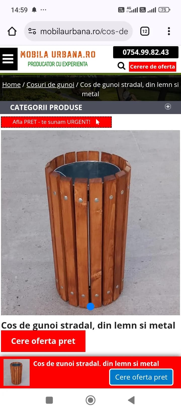 Cos gunoi cu piciorase