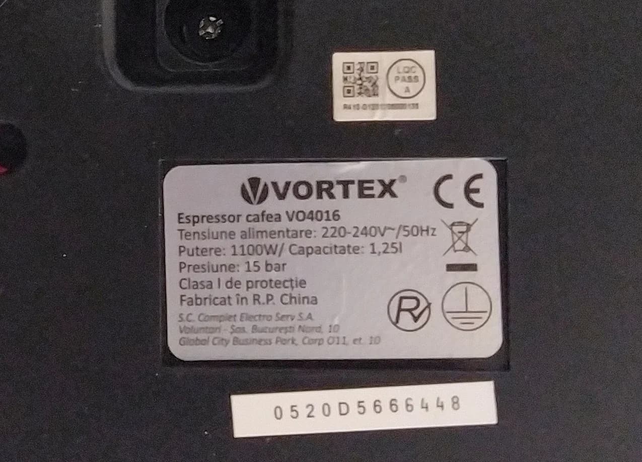 Espressor VORTEX ( 15 bari ) complet echipat