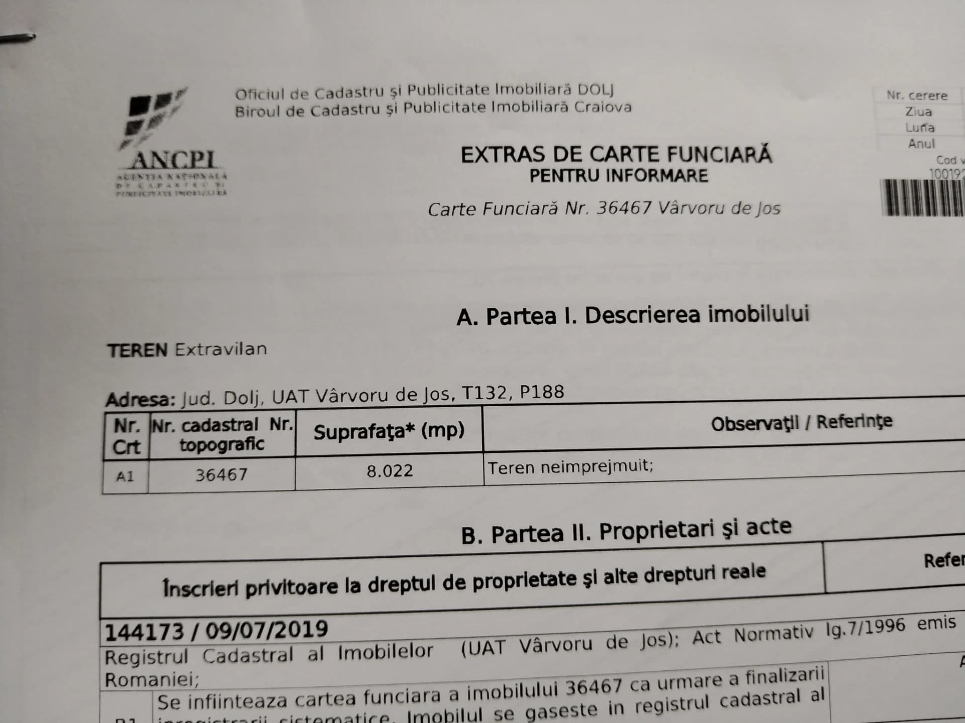 Vând teren agricol extravilan – Breasta, Dolj