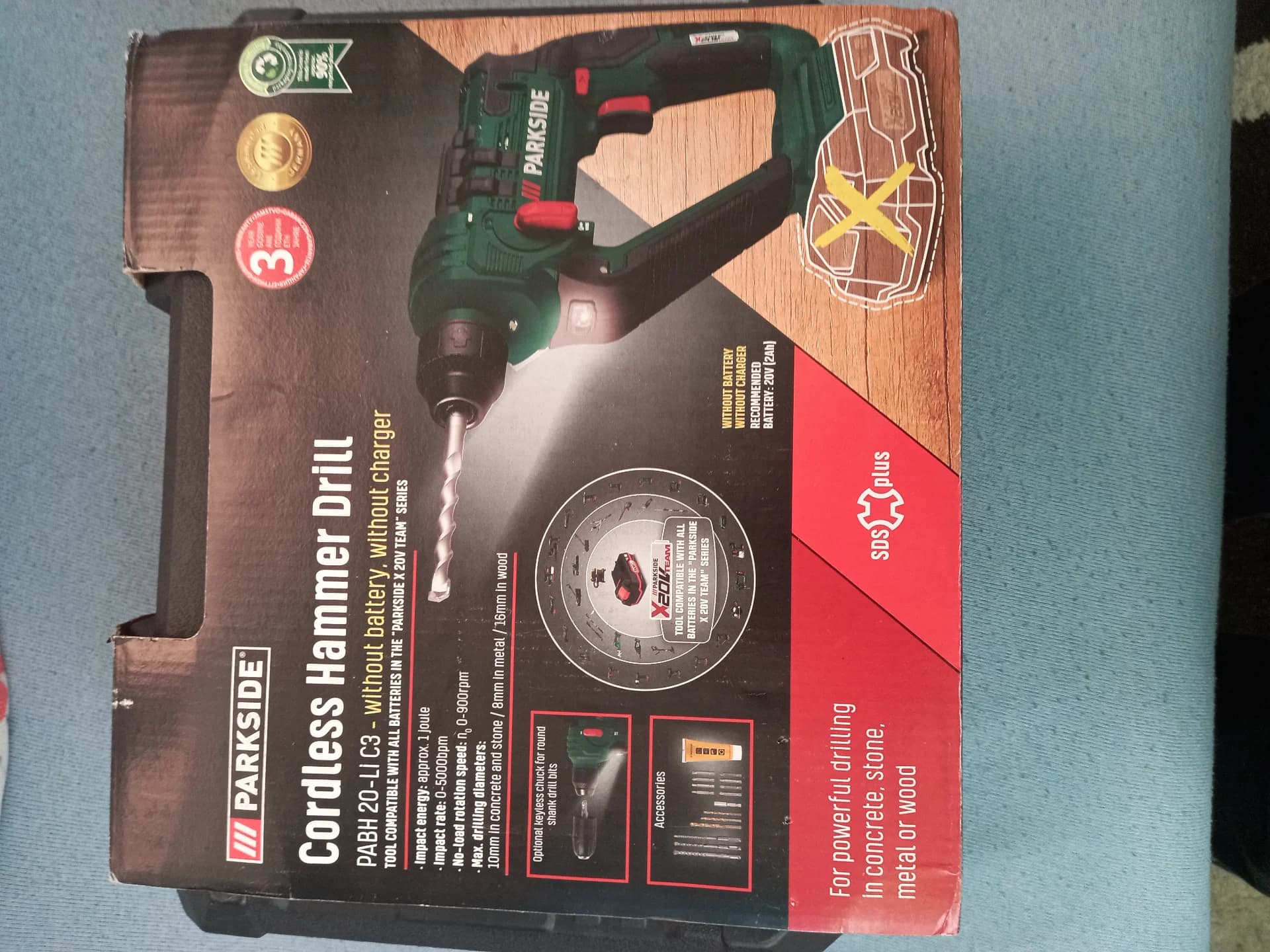 Ciocan rotopercutor Parkside 20 v.acumulatorul separat costâ 70 lei. – Roman, Neamț – Unelte