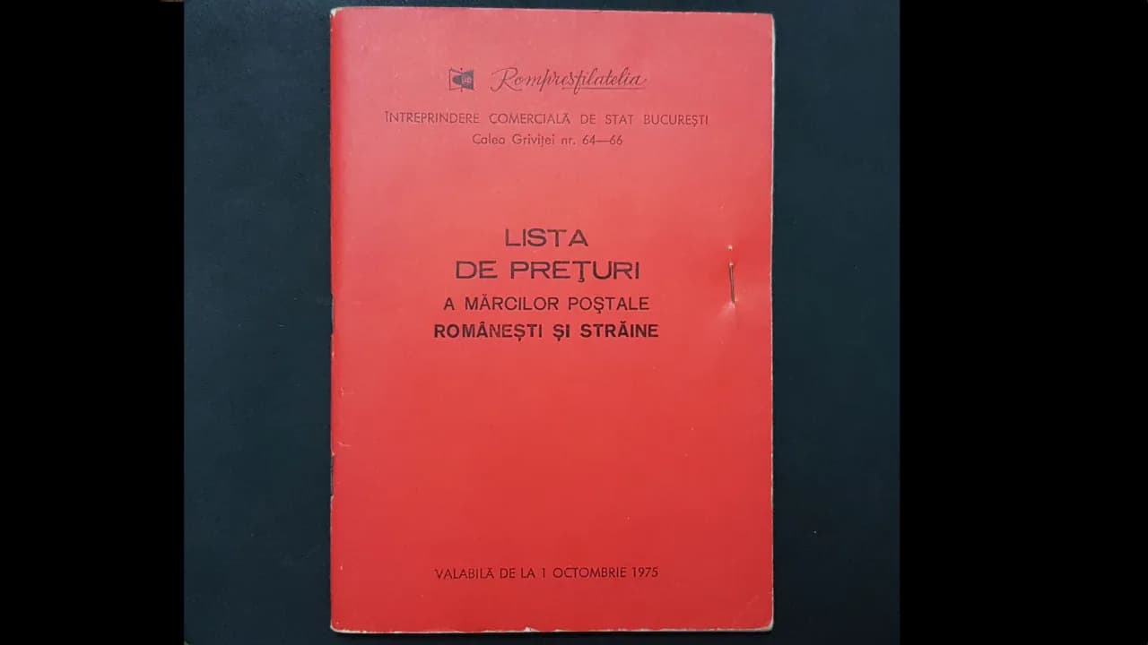 Doua carti cu liste de preturi ale marcilor postale straine si romanesti din 1975 si 1993 – Vatra Dornei, Suceava – Hobby-uri