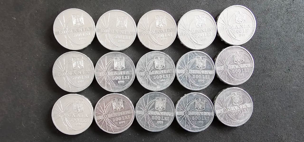 15 monede de 500 lei reprezantand eclipsa totala de soare din 1999 – fotografia 4 din 4