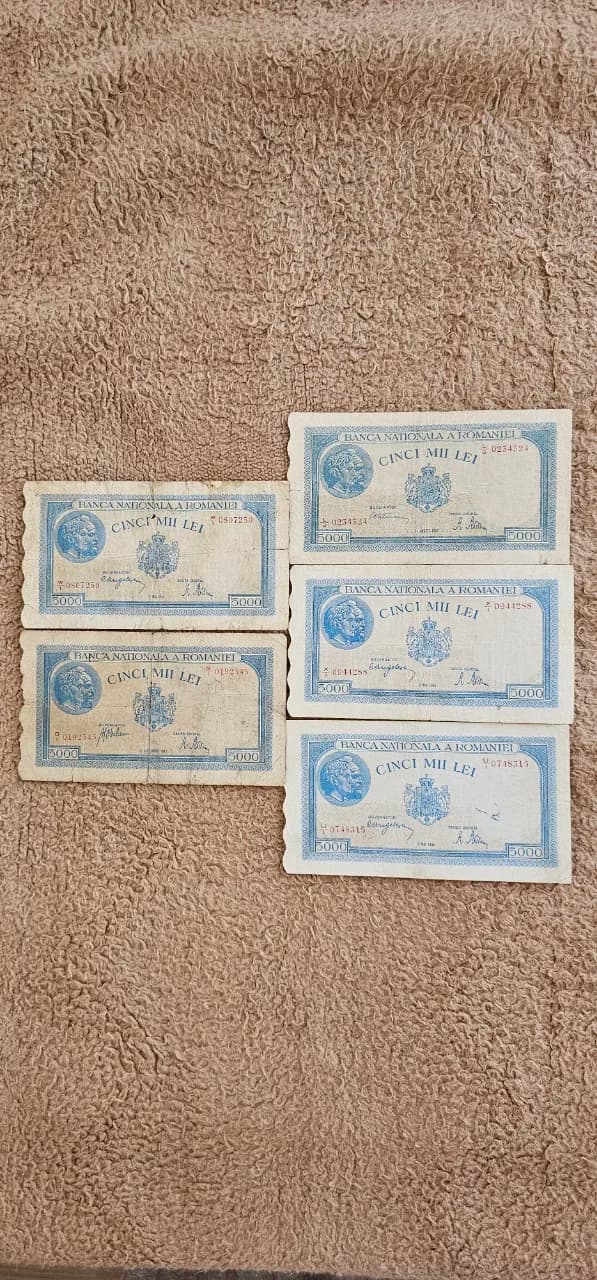 10 bancnote 5ooo lei din anii 19431944 si 1945 – Vatra Dornei, Suceava – Hobby-uri