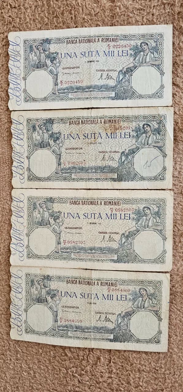 7 bancnote 1oo.ooo lei din anii 1945 si 1946 – fotografia 3 din 4