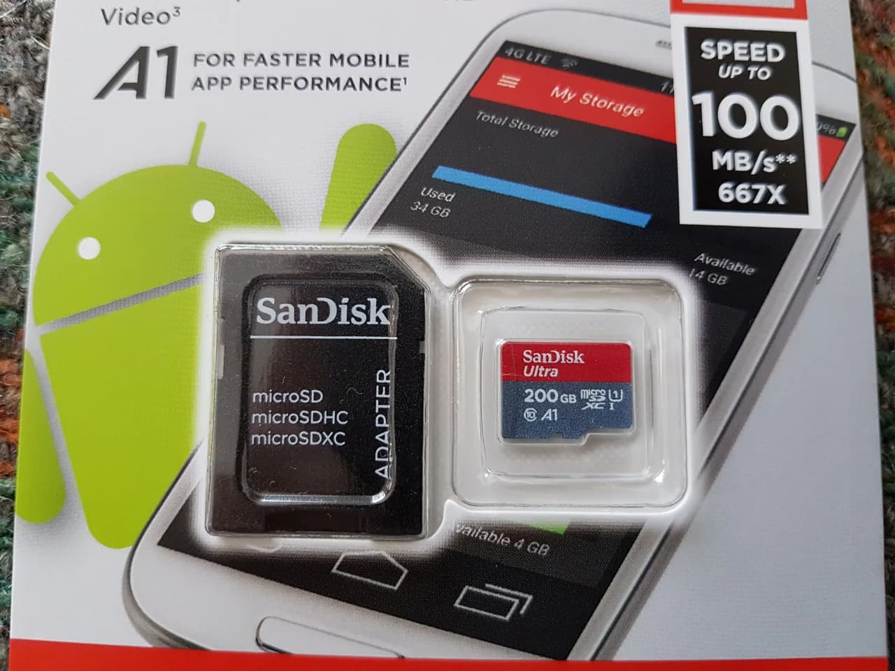 Card microSDXC original Sandisk de 200gb,nou,pachet sigilat – Vatra Dornei, Suceava