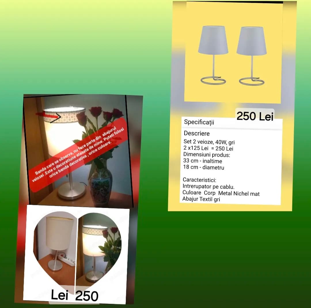 Veioze 2 seturi, 250 Lei/ set,Se vând și separat/set, folosit – Sector 5, București