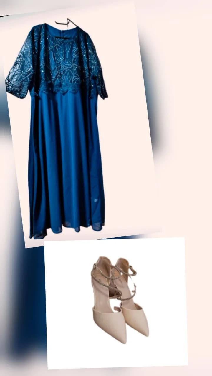 Rochie bleumarin+ pantofi nude, Deichman, folosit – fotografia 2 din 7