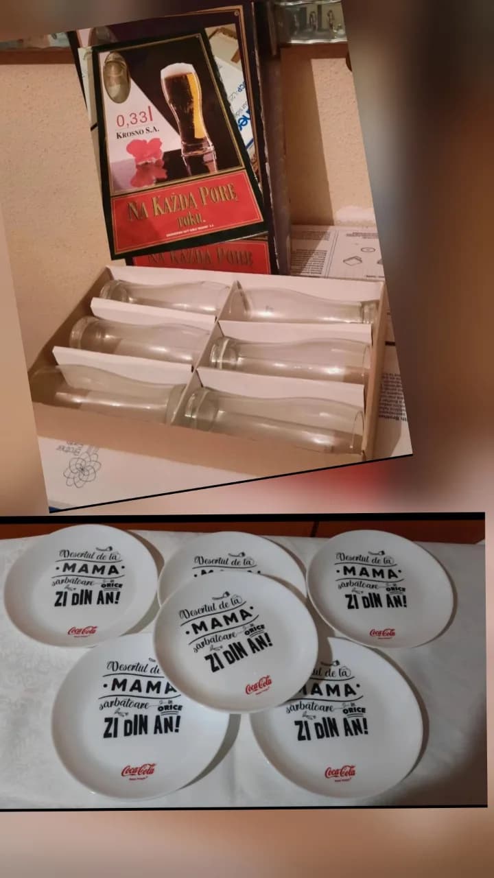 Set pahare Krosno + farfurii Coca-Cola (6+6) ideal familie