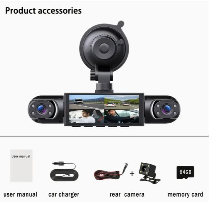 Camere de securitate pentru masina 1080P kit complet , acoperire 360°, card 64GB inclus – fotografia 7 din 8