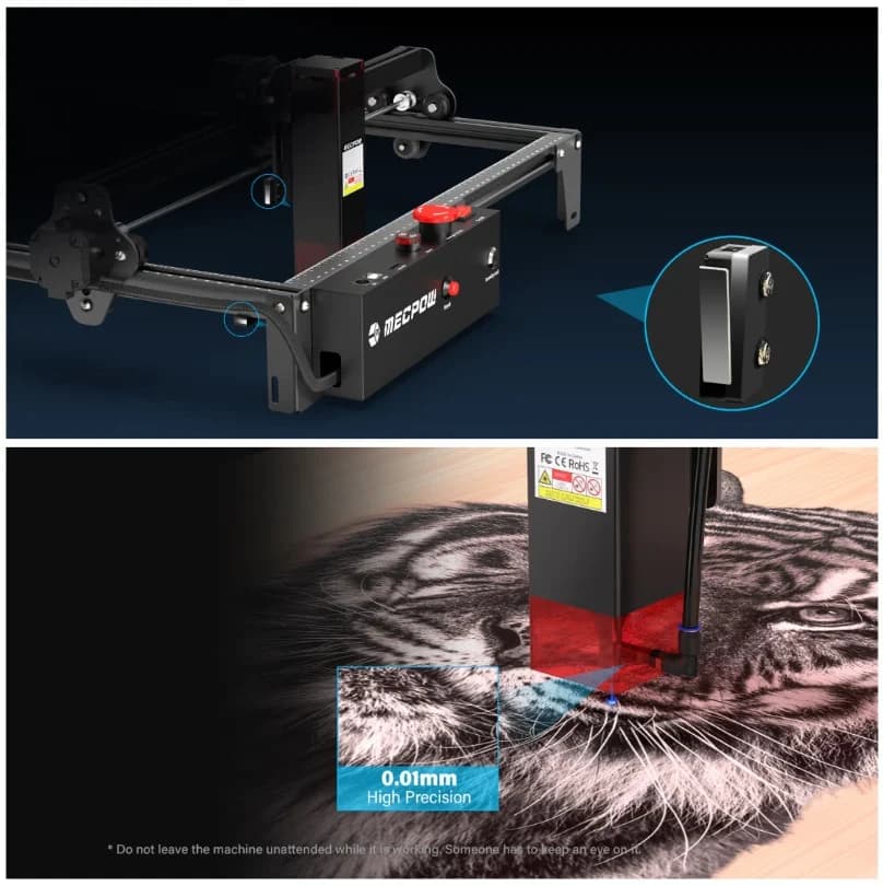 Laser CNC Mecpow X3 Pro, 10W optic real, 410x400mm + Air assist -NOU – fotografia 4 din 8