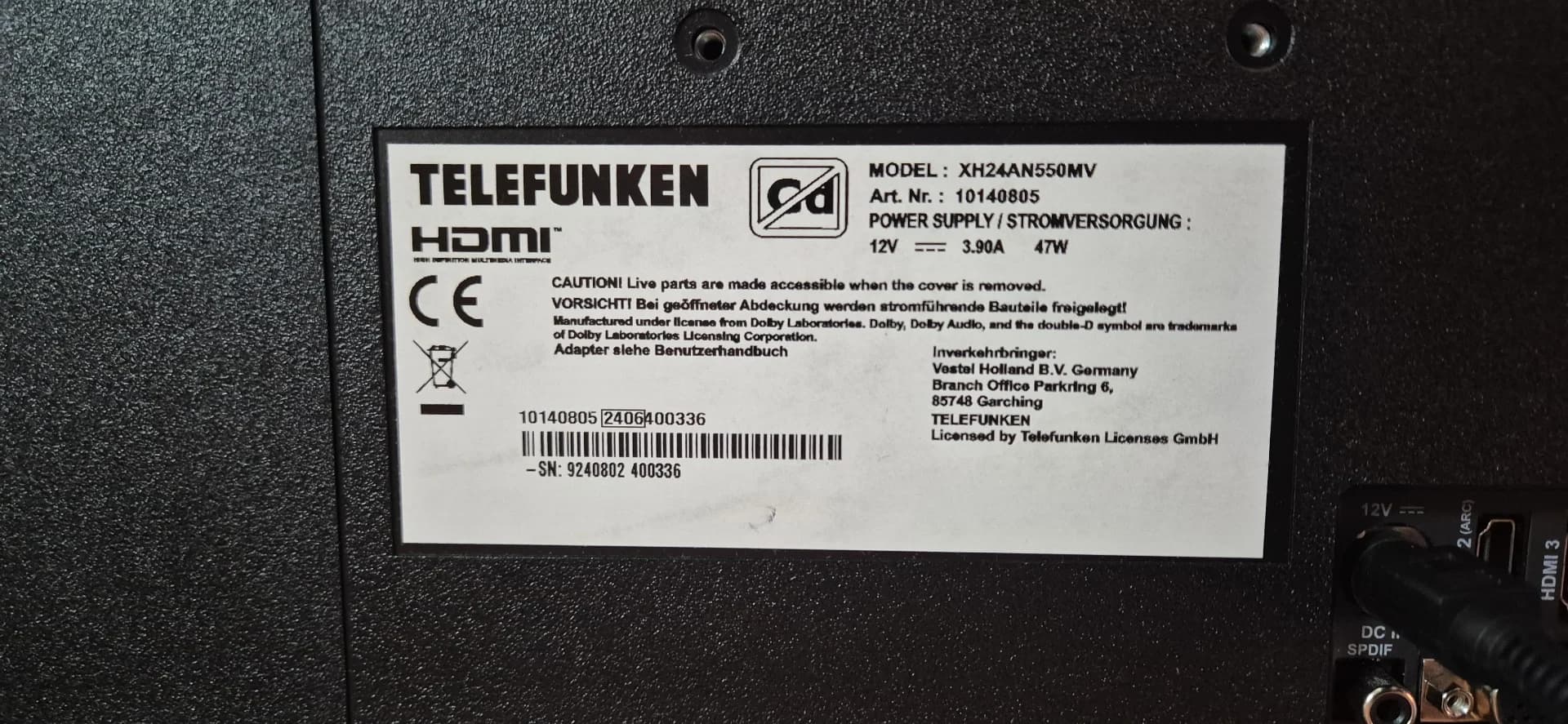 Telefunken 24" (61 cm) 12V / 220V Smart TV – Rulotă, Autorulotă, Barcă – Garantie 12 luni – fotografia 3 din 3