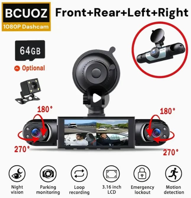 Camere de securitate pentru masina 1080P kit complet , acoperire 360°, card 64GB inclus – Bragadiru, Ilfov – Mașini