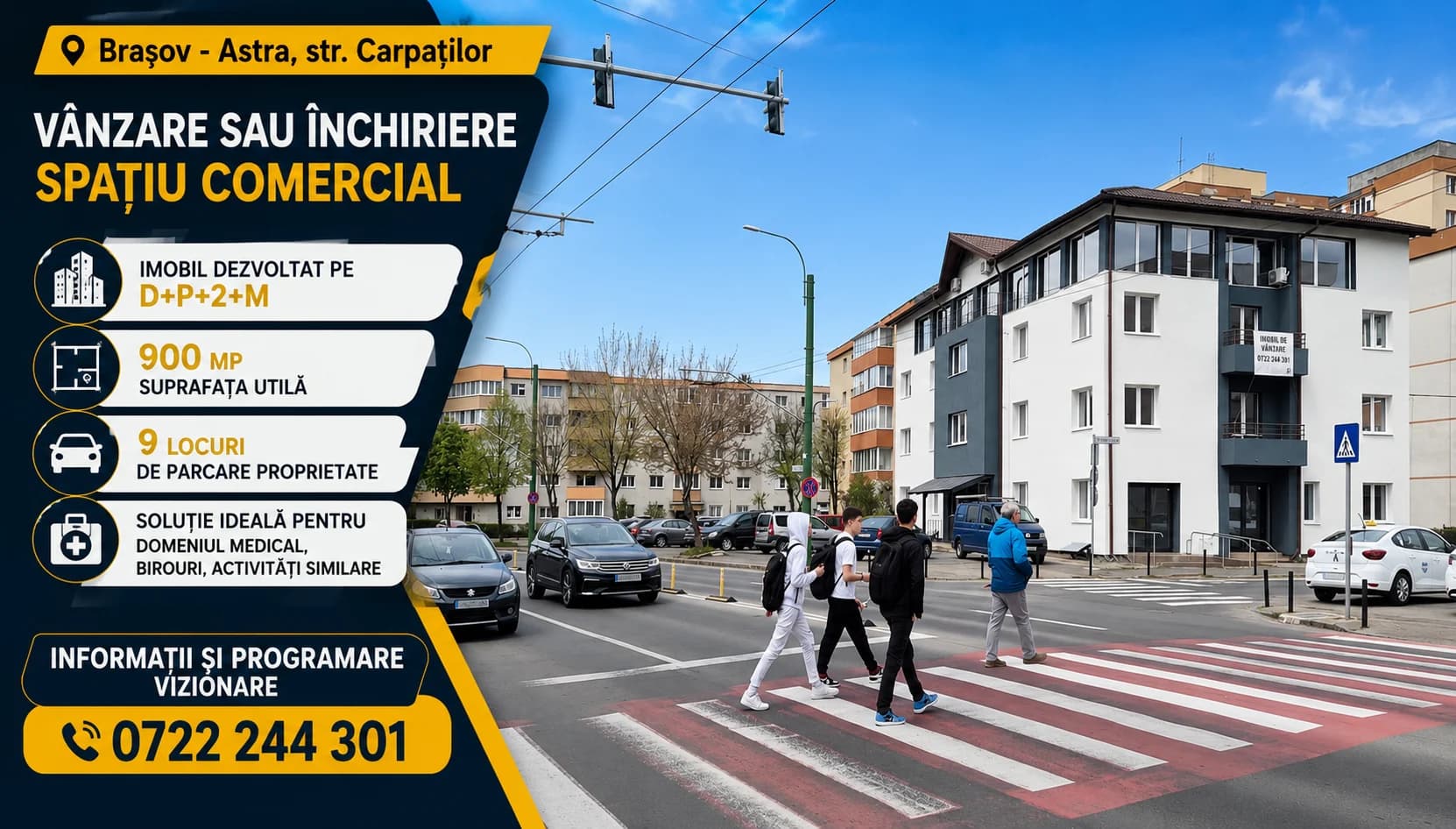 Spatiu comercial ideal pentru clinică medicală, birouri, activități similare.