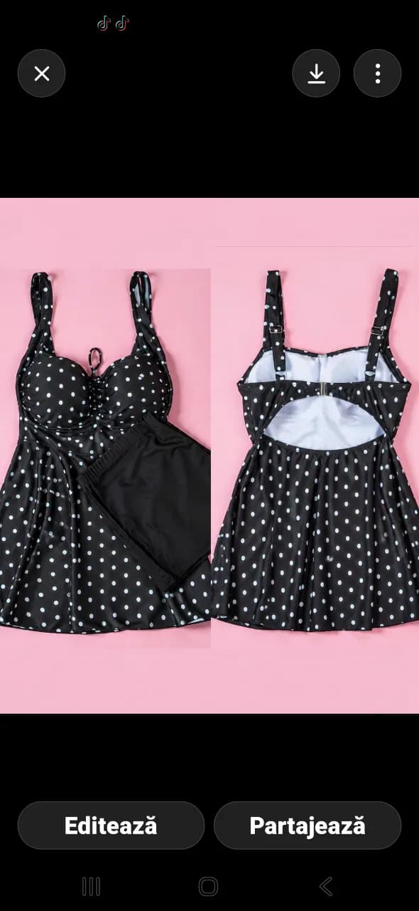 Costum de baie tip tankini, format din 2 piese: top lung tip maiou și pantaloni #60, Nou – fotografia 4 din 8