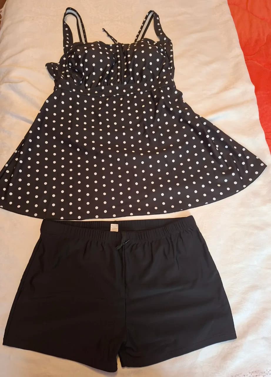 Costum de baie tip tankini, format din 2 piese: top lung tip maiou și pantaloni #60, Nou – fotografia 8 din 8