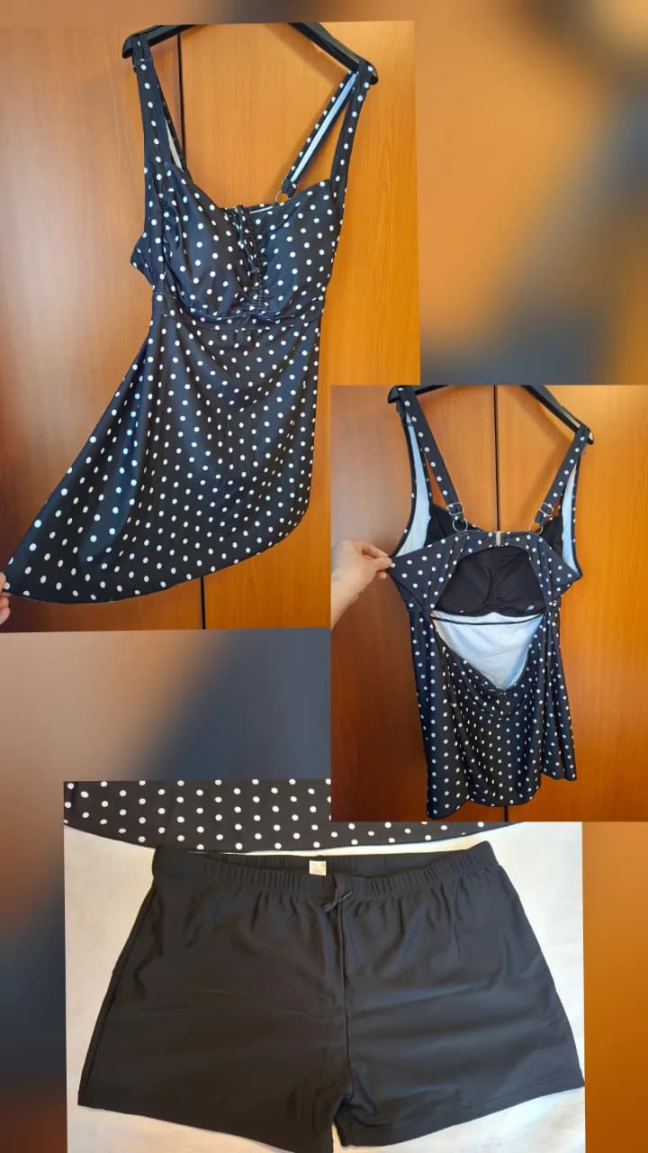 Costum de baie tip tankini, format din 2 piese: top lung tip maiou și pantaloni #60, Nou – fotografia 5 din 8