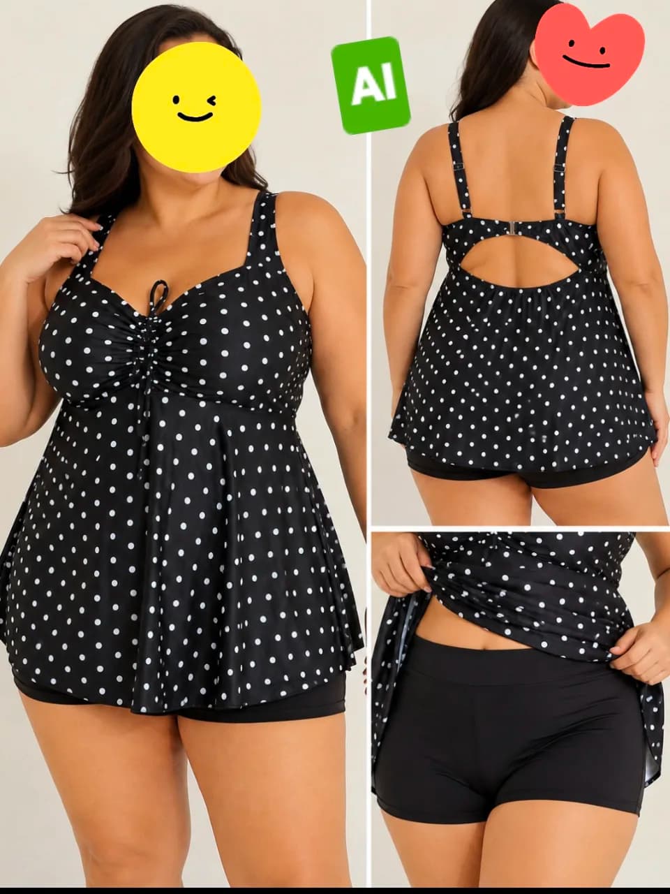 Costum de baie tip tankini, format din 2 piese: top lung tip maiou și pantaloni #60, Nou