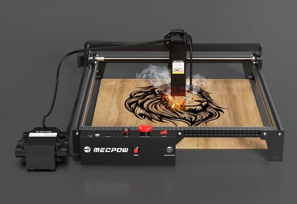 Laser CNC Mecpow x5Pro, 33W, 600x600mm + Auto Air Assist + Fagure - Folosit putin pentru teste si demo – fotografia 4 din 8