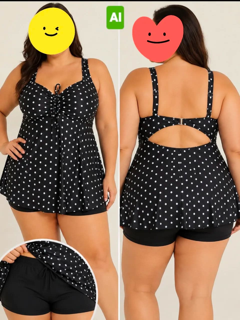 Costum de baie tip tankini, format din 2 piese: top lung tip maiou și pantaloni #60, Nou – fotografia 2 din 8