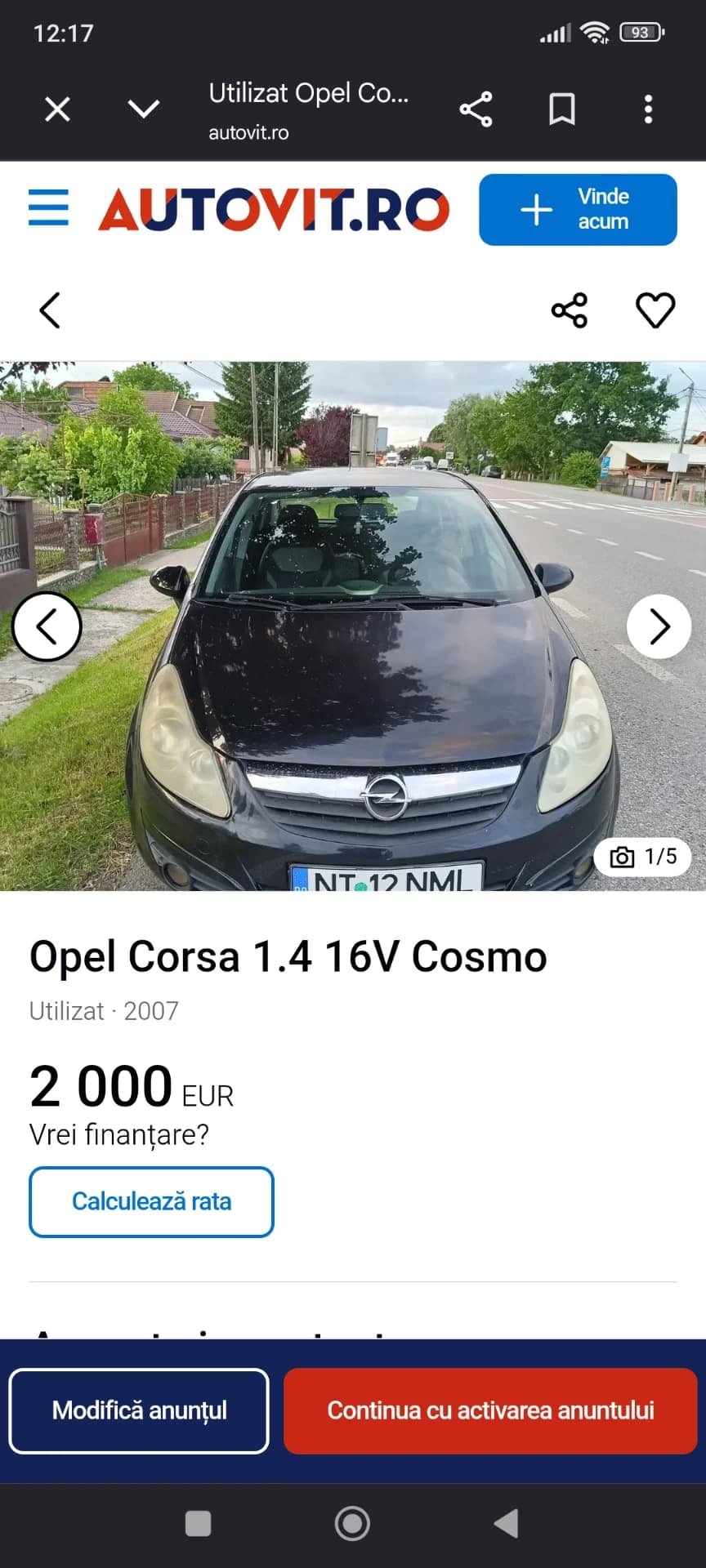 Opel CORSA D benzina 14 – Roman, Neamț