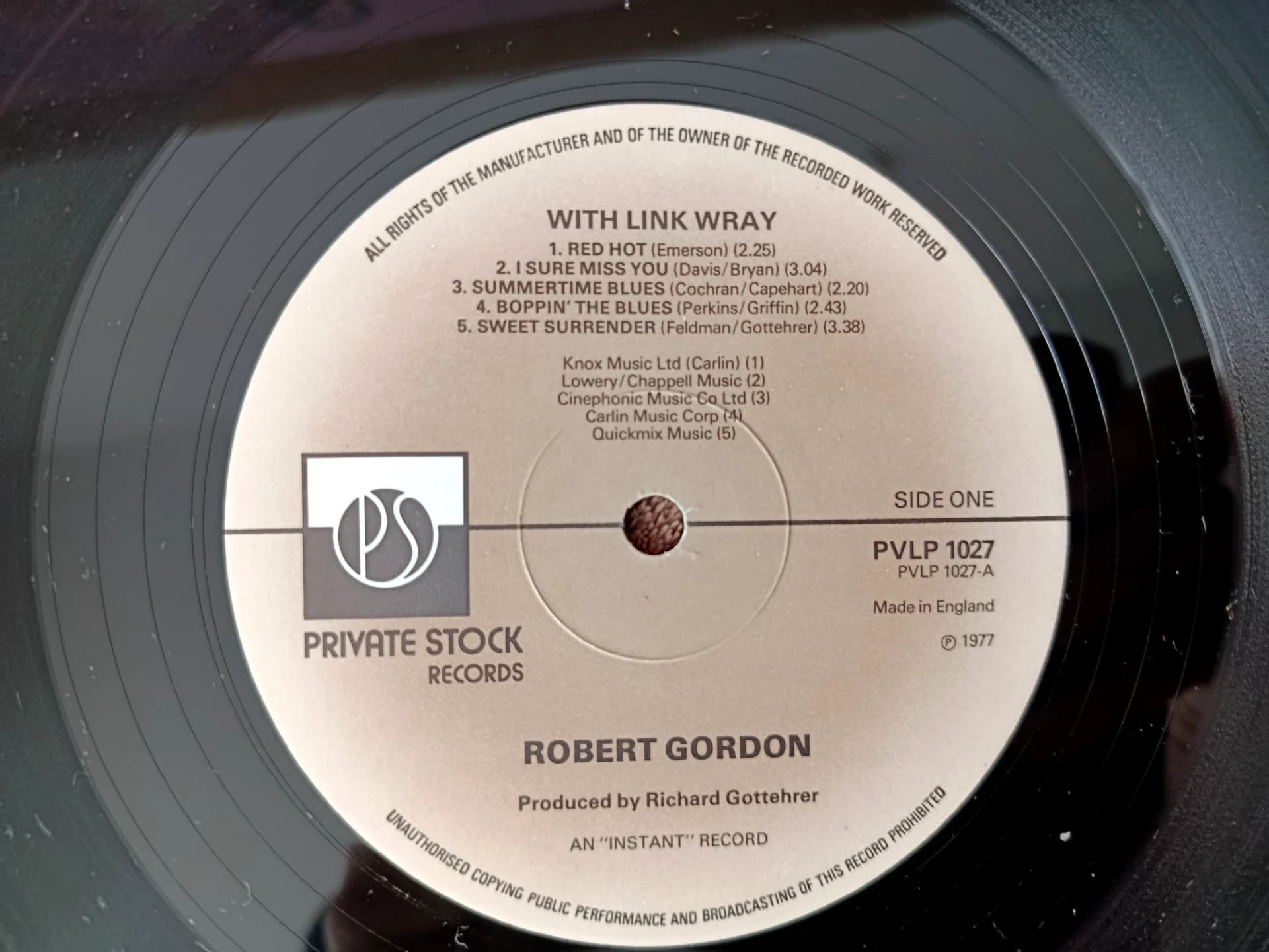 ROBERT GORDON - With Link Wray (LP 1977 UK) – fotografia 3 din 3