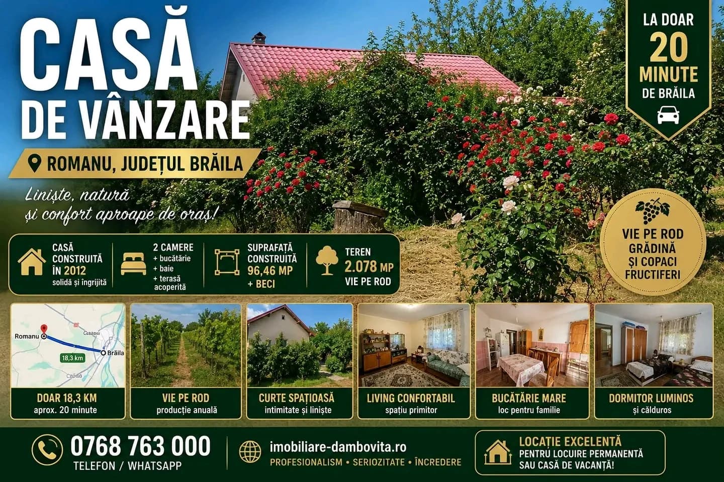 Casă si teren de vânzare la Romanu, Brăila – fotografia 1 din 8