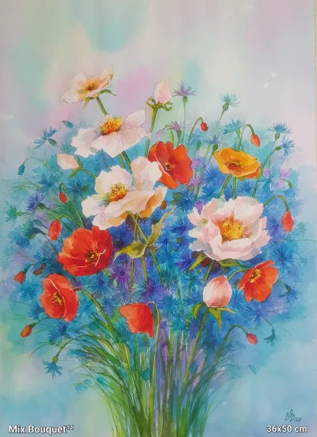 Tablou buchet flori mixte