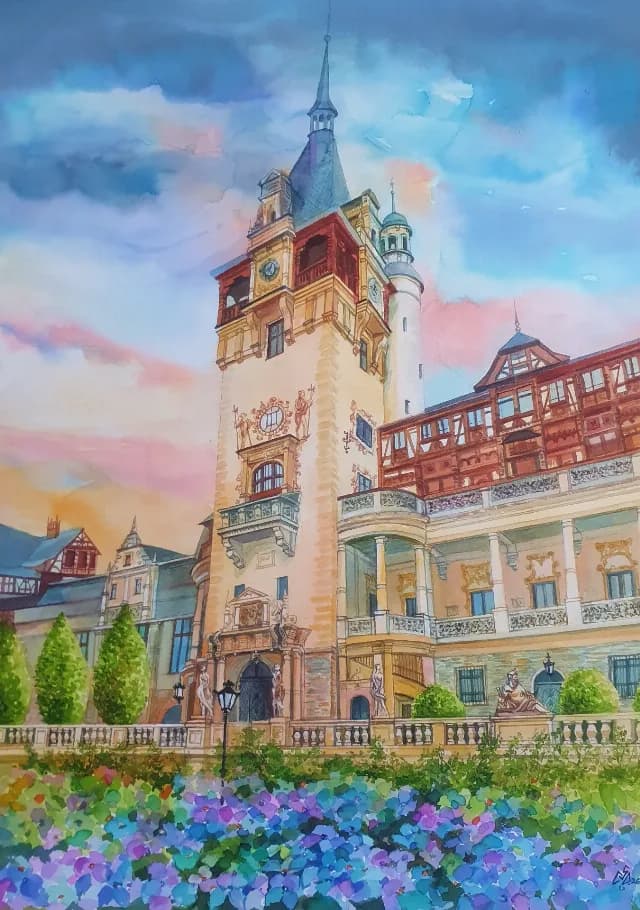Tablou Castelul Peleș Primavara