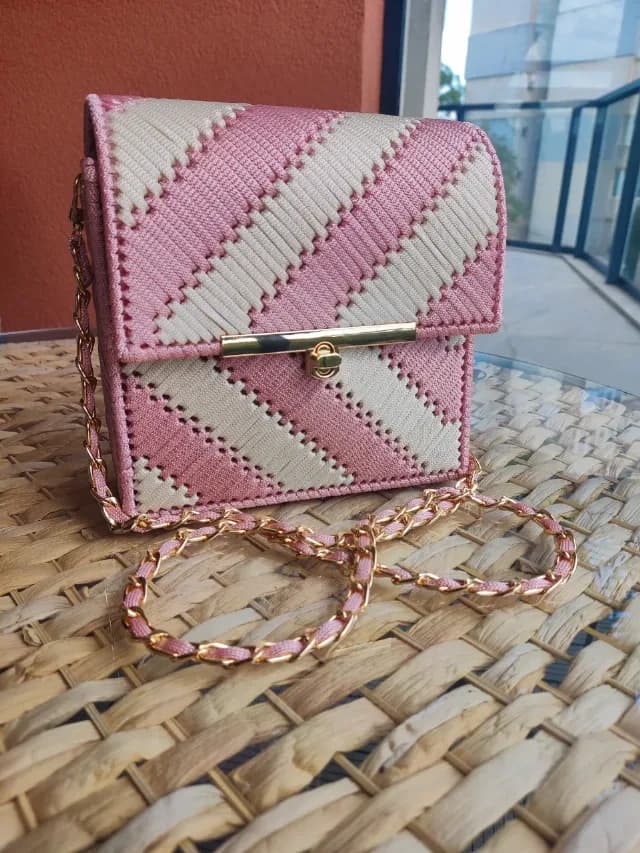 geanta handmade roz pudrat