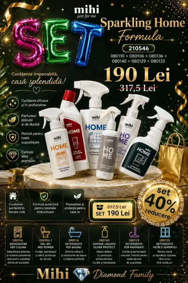 set 6 produse de curățenie în toată casa