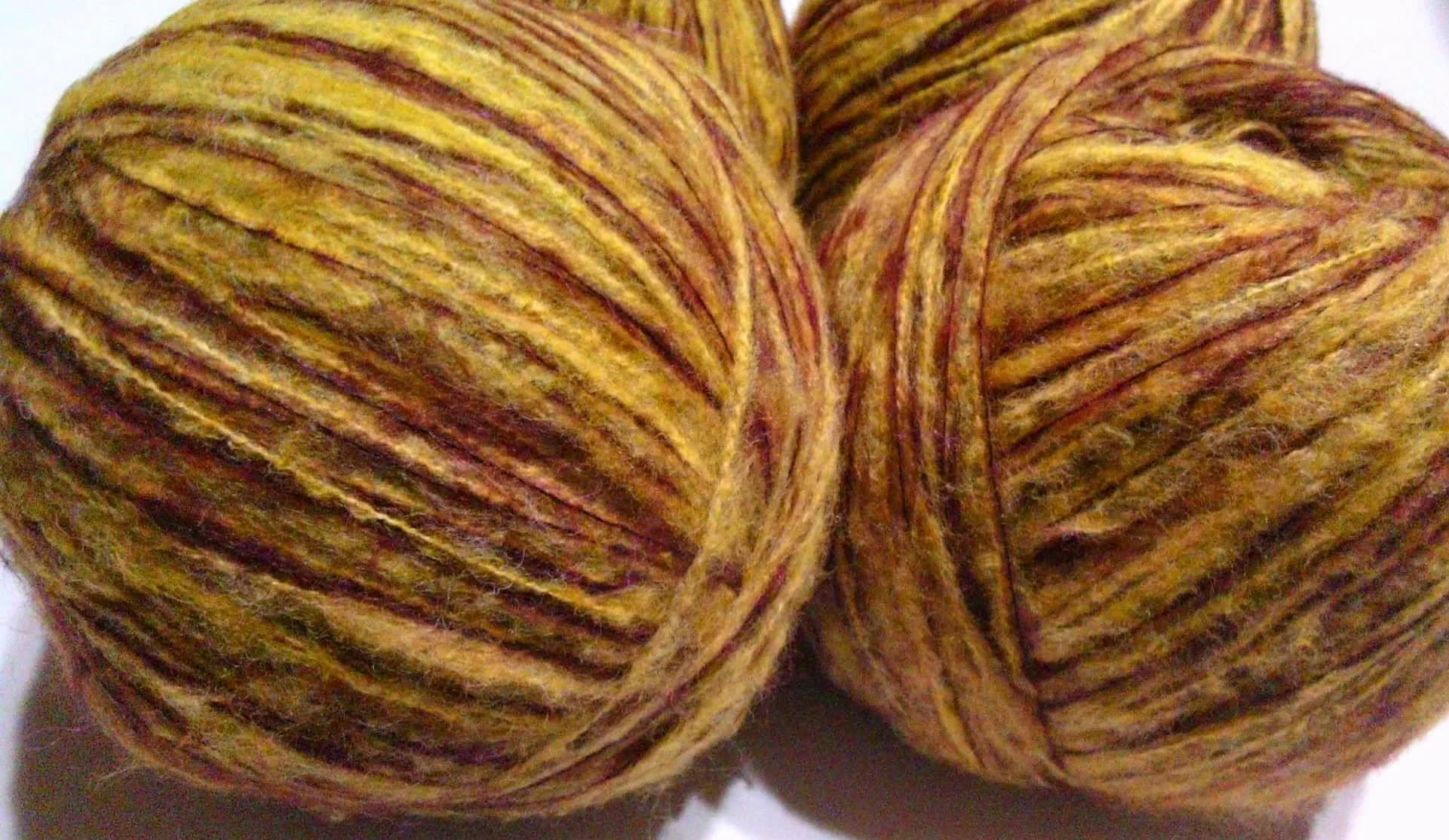 MOHAIR / ALPACA - fir subtire - MUSTAR/BORDO