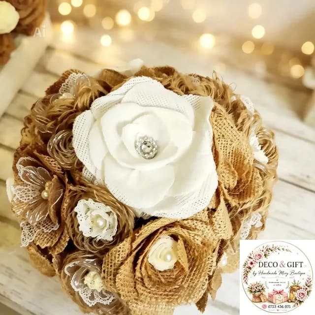 Buchet rustic mireasa sau nașa cu flori din iuta