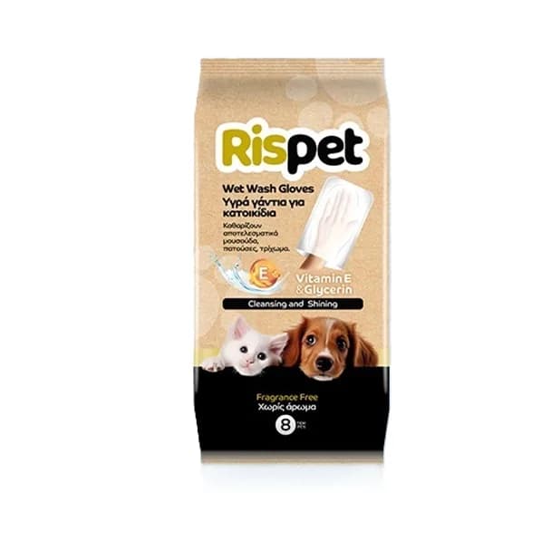 Mănuși umede curățat animale de companie Rispet – pachet 8 buc.