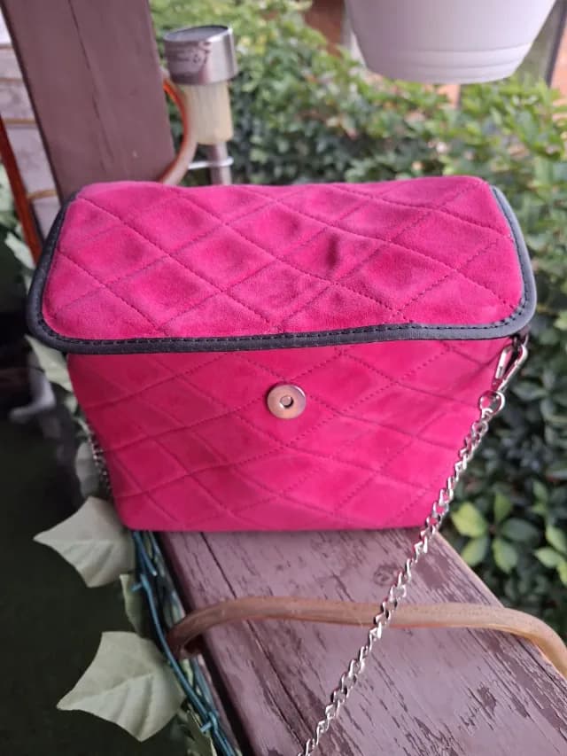 Geanta piele intoarsa fuchsia