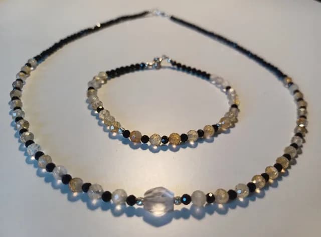 Set colier și brățară, citrin, spinel și argint