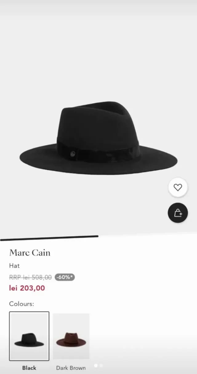 palarie Marc C drăguță de purtat ,mărime universală culoare neagra