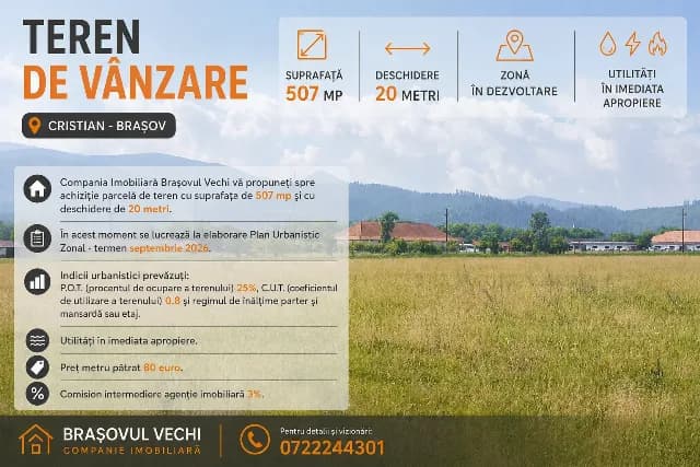 Teren 507 mp - lot de casa in Cristian - Brasov.