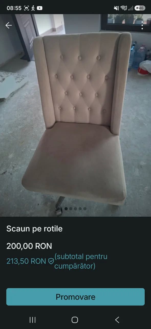 scaun de birou  tapitat