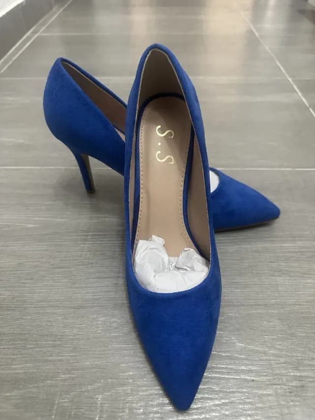 Pantofi cu toc albastru Royal