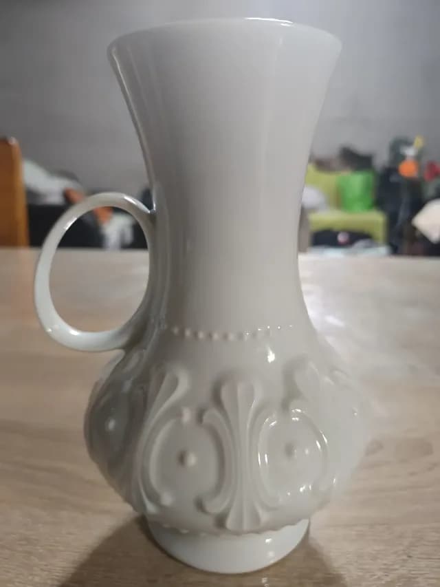Vază / Cană decorativă vintage porțelan alb Royal Porzellan Bavaria KPM Germany (Handarbeit) – 19 cm