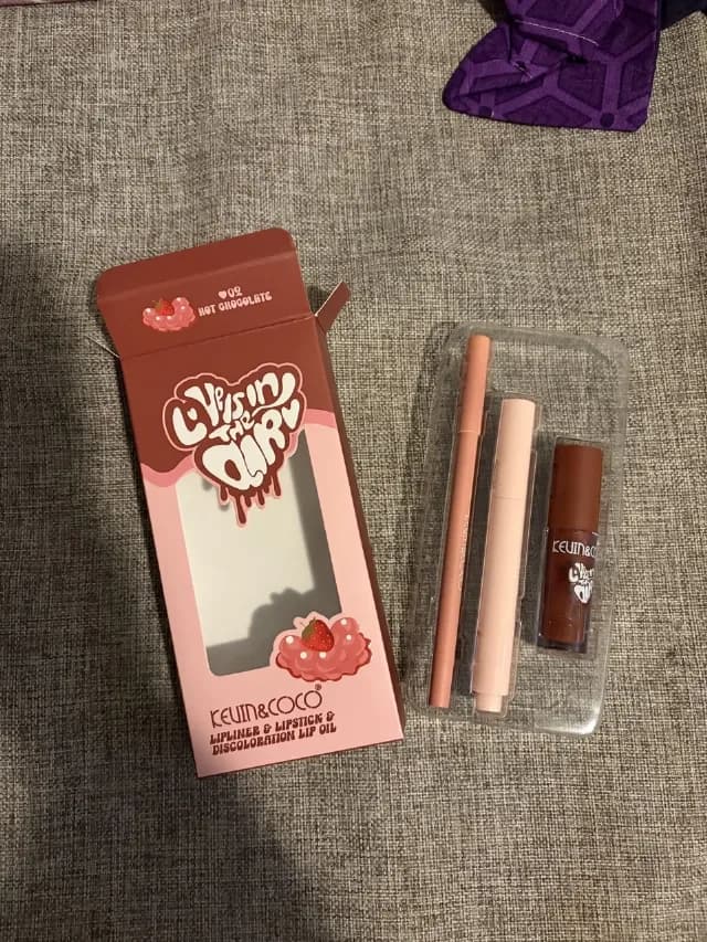 Set Kevin & Coco 3 piese – Hot Chocolate 02 – ruj, creion & lip oil