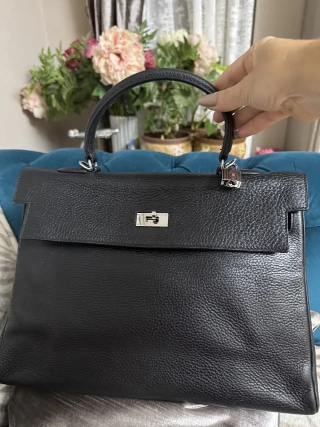 Geantă din piele neagră, originală, Hermes.