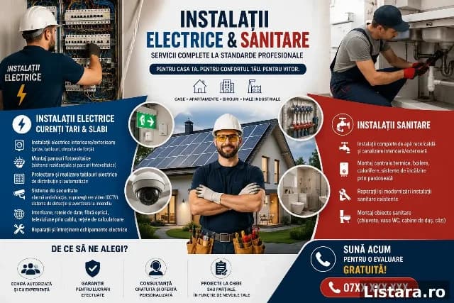 Instalații electrice și sanitare complete, execuție profesională, București